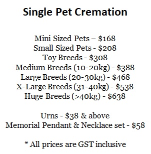pet cremation price rates